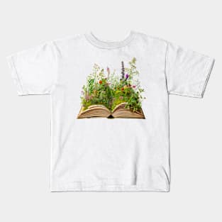 Various plants and flowers that grows in the pages of books Kids T-Shirt